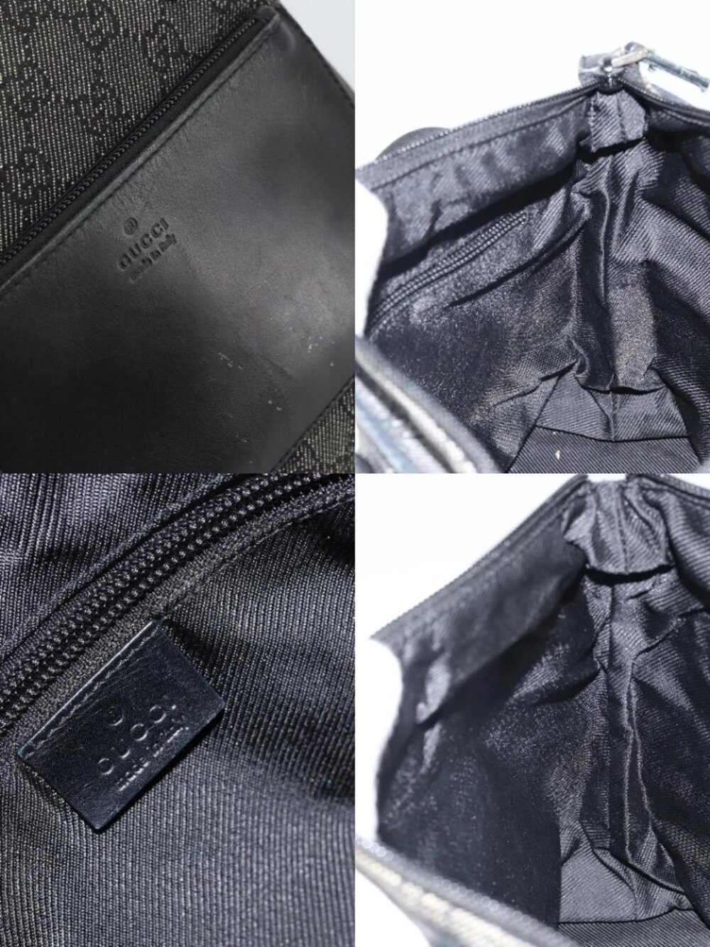 GUCCI GG Canvas Tote Bag Black Silver 28893 Auth 170369 - Picture 14 of 15